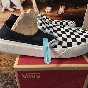Vans Checkerboard Comfycush One Black VN0A45J5R6R Slip-on Mule Mens Sz 11 NEW